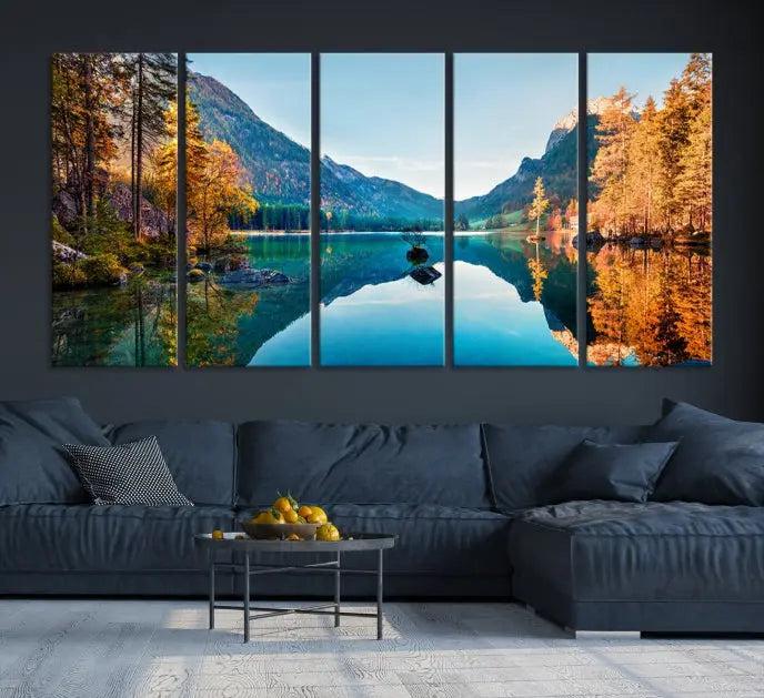 Fantastic Hintersee Lake Autumn Panorama Wall Art Canvas Print