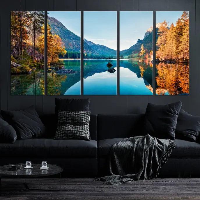 Fantastic Hintersee Lake Autumn Panorama Wall Art Canvas Print