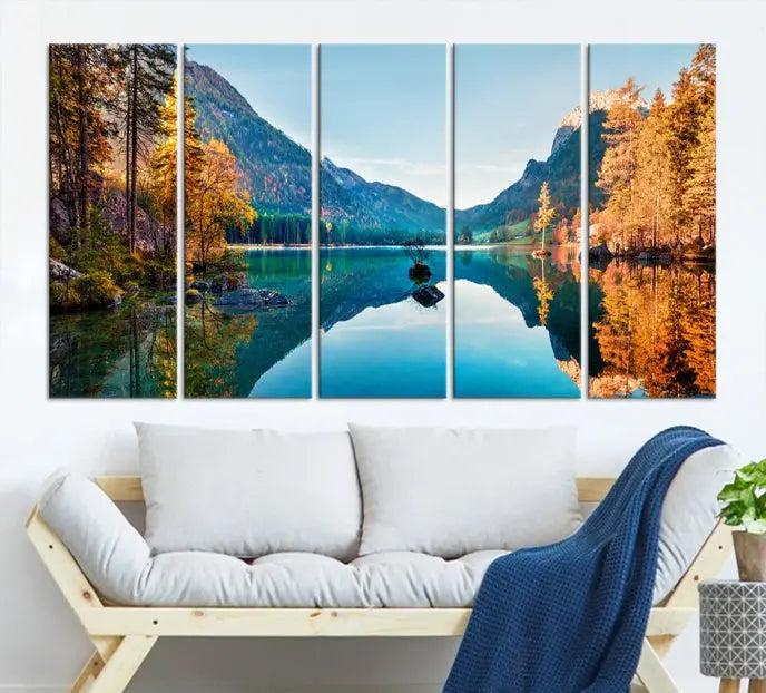 Fantastic Hintersee Lake Autumn Panorama Wall Art Canvas Print