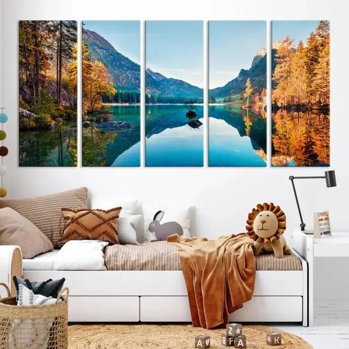 Fantastic Hintersee Lake Autumn Panorama Wall Art Canvas Print