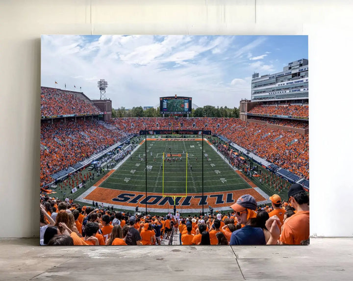 University of Illinois Fighting Illini Football Team Print - Champaign Illinois Memorial Stadium Wall Art Canvas Print