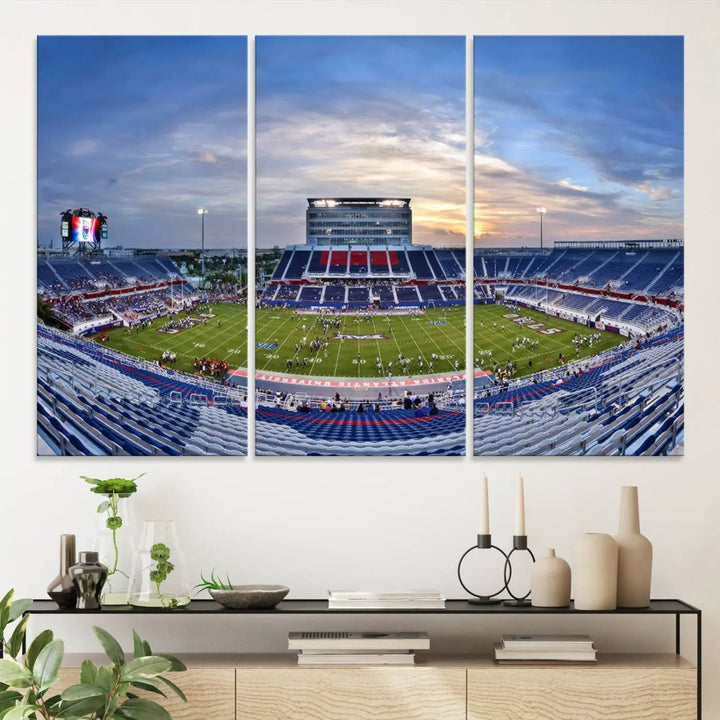 Florida Atlantic University Owls Football Team Print - Boca Raton FAU Stadium Wall Art Canvas Print