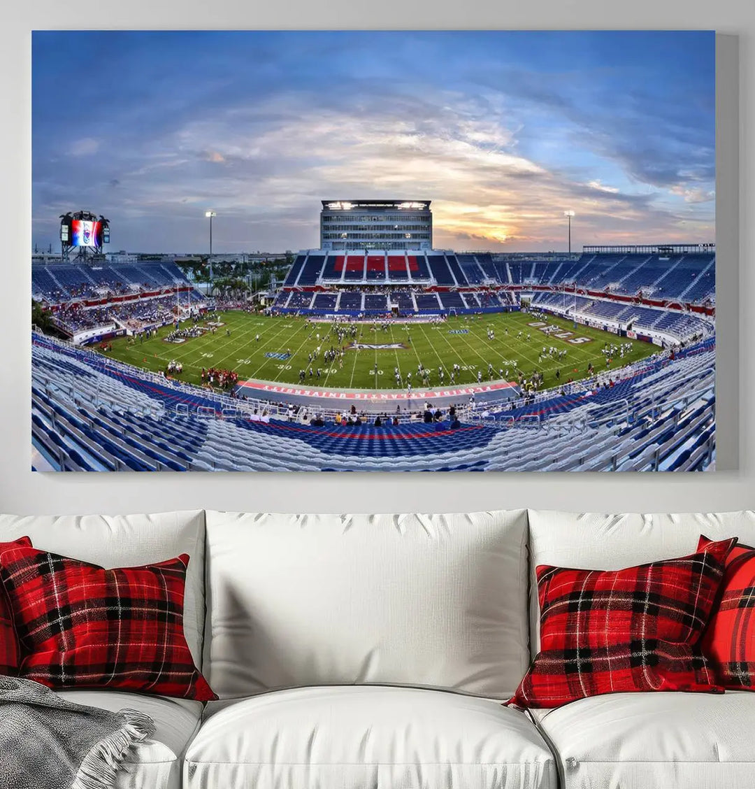 Florida Atlantic University Owls Football Team Print - Boca Raton FAU Stadium Wall Art Canvas Print