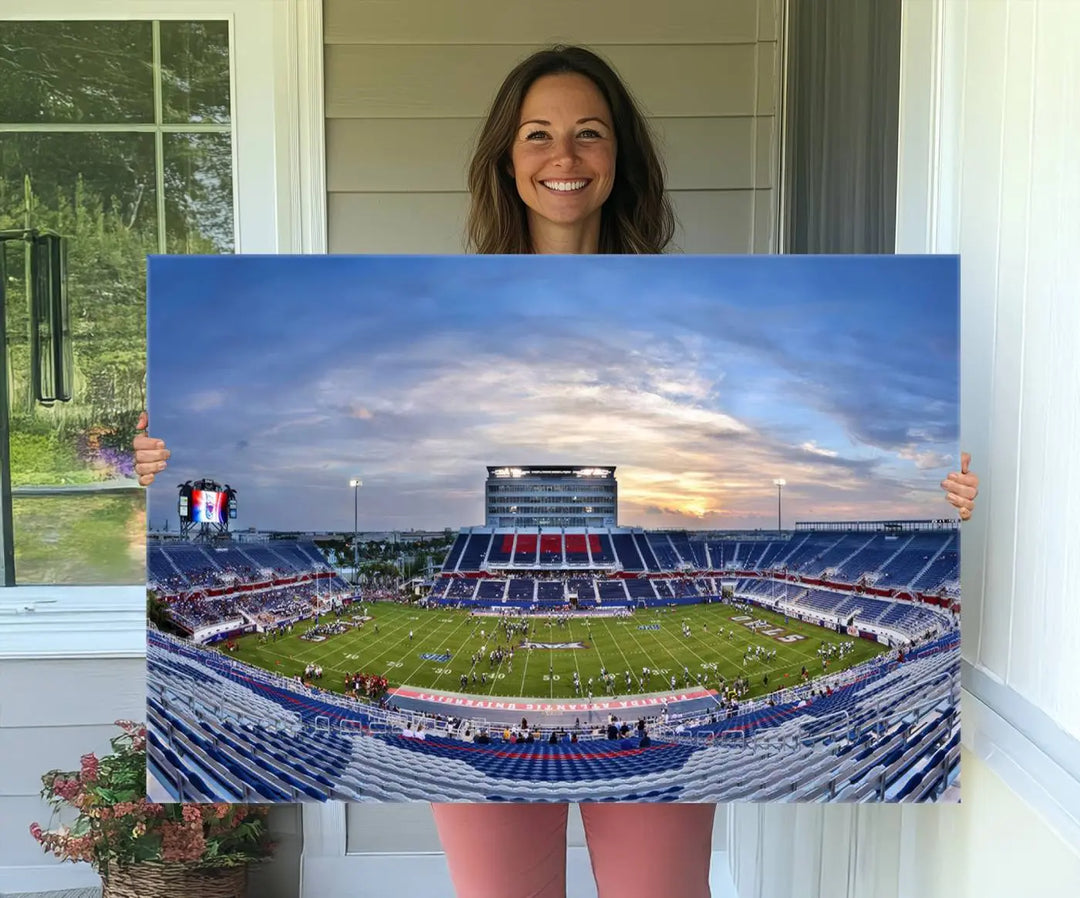 Florida Atlantic University Owls Football Team Print - Boca Raton FAU Stadium Wall Art Canvas Print