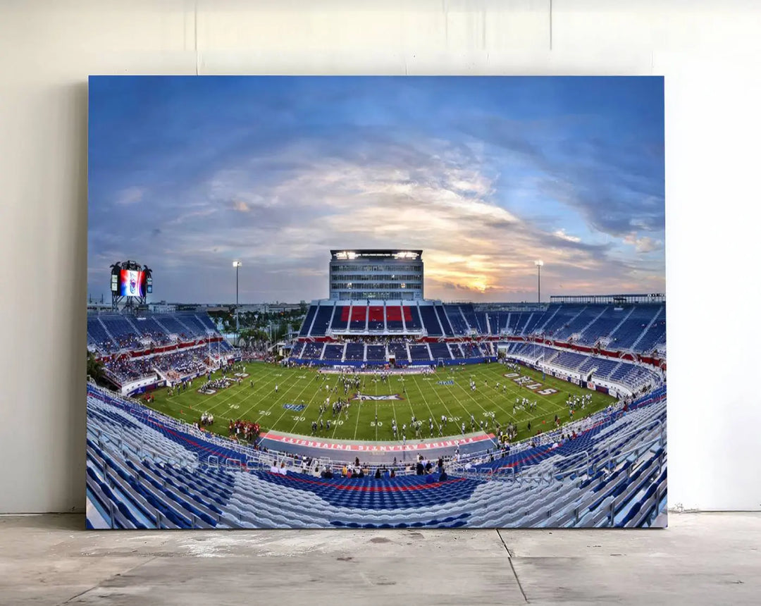 Florida Atlantic University Owls Football Team Print - Boca Raton FAU Stadium Wall Art Canvas Print