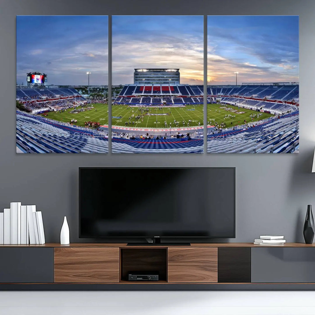 Florida Atlantic University Owls Football Team Print - Boca Raton FAU Stadium Wall Art Canvas Print