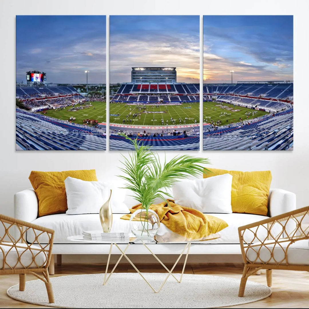 Florida Atlantic University Owls Football Team Print - Boca Raton FAU Stadium Wall Art Canvas Print