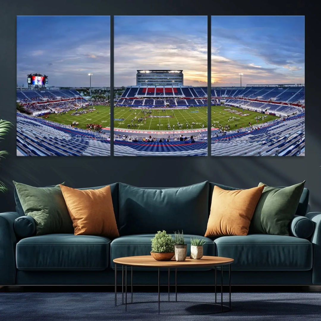 Florida Atlantic University Owls Football Team Print - Boca Raton FAU Stadium Wall Art Canvas Print