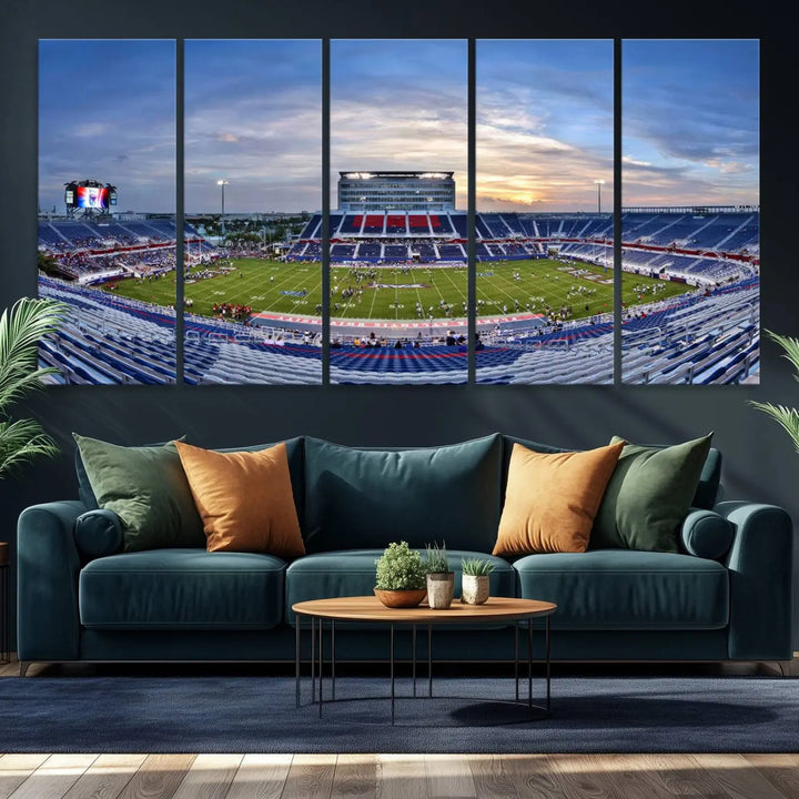 Florida Atlantic University Owls Football Team Print - Boca Raton FAU Stadium Wall Art Canvas Print