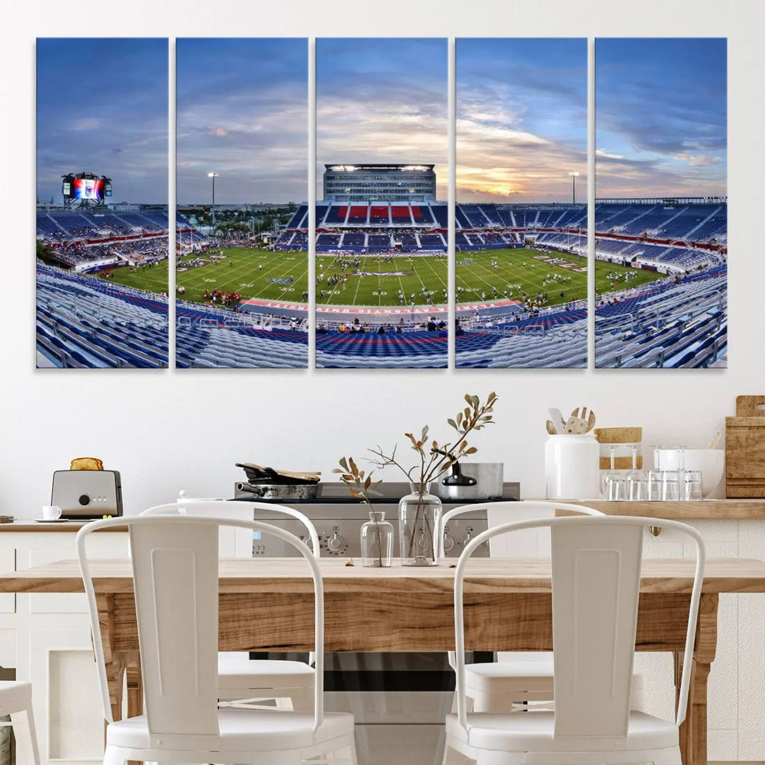 Florida Atlantic University Owls Football Team Print - Boca Raton FAU Stadium Wall Art Canvas Print