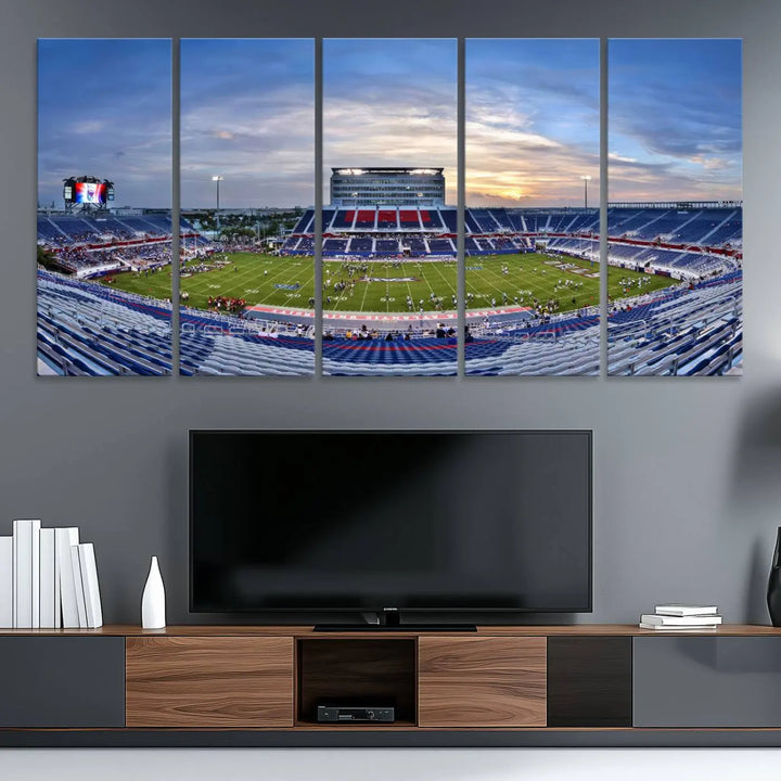 Florida Atlantic University Owls Football Team Print - Boca Raton FAU Stadium Wall Art Canvas Print