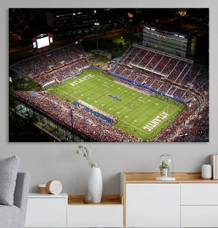 Florida Atlantic University Owls Football Team Print - Boca Raton FAU Stadium Wall Art Canvas Print