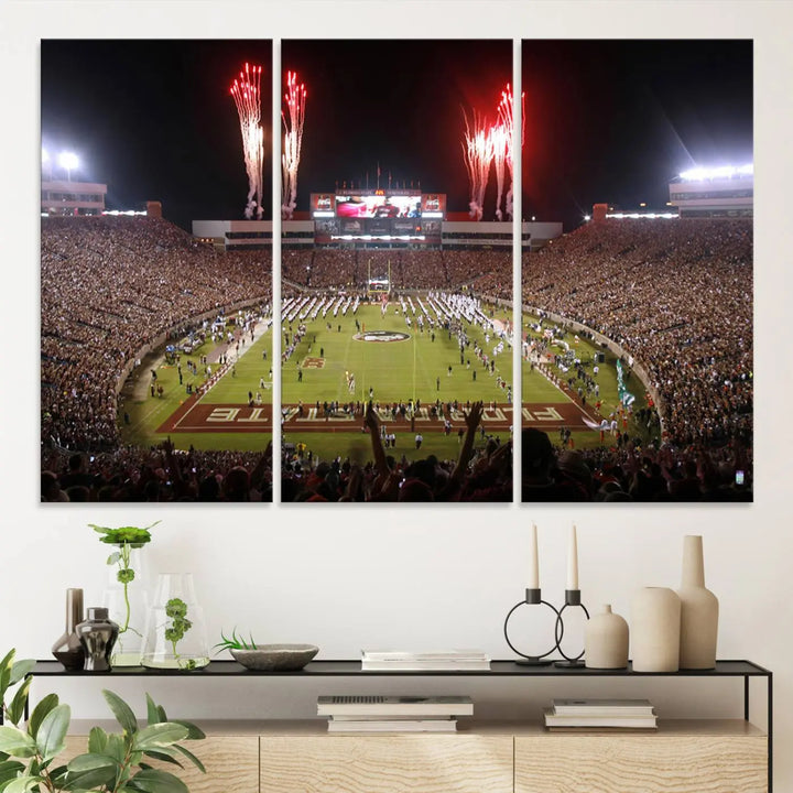 Florida State Seminoles Football Team Print - Tallahassee Doak Campbell Stadium Wall Art Canvas Print