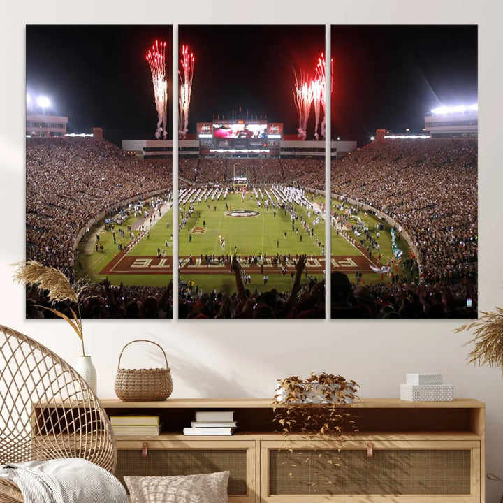 Florida State Seminoles Football Team Print - Tallahassee Doak Campbell Stadium Wall Art Canvas Print