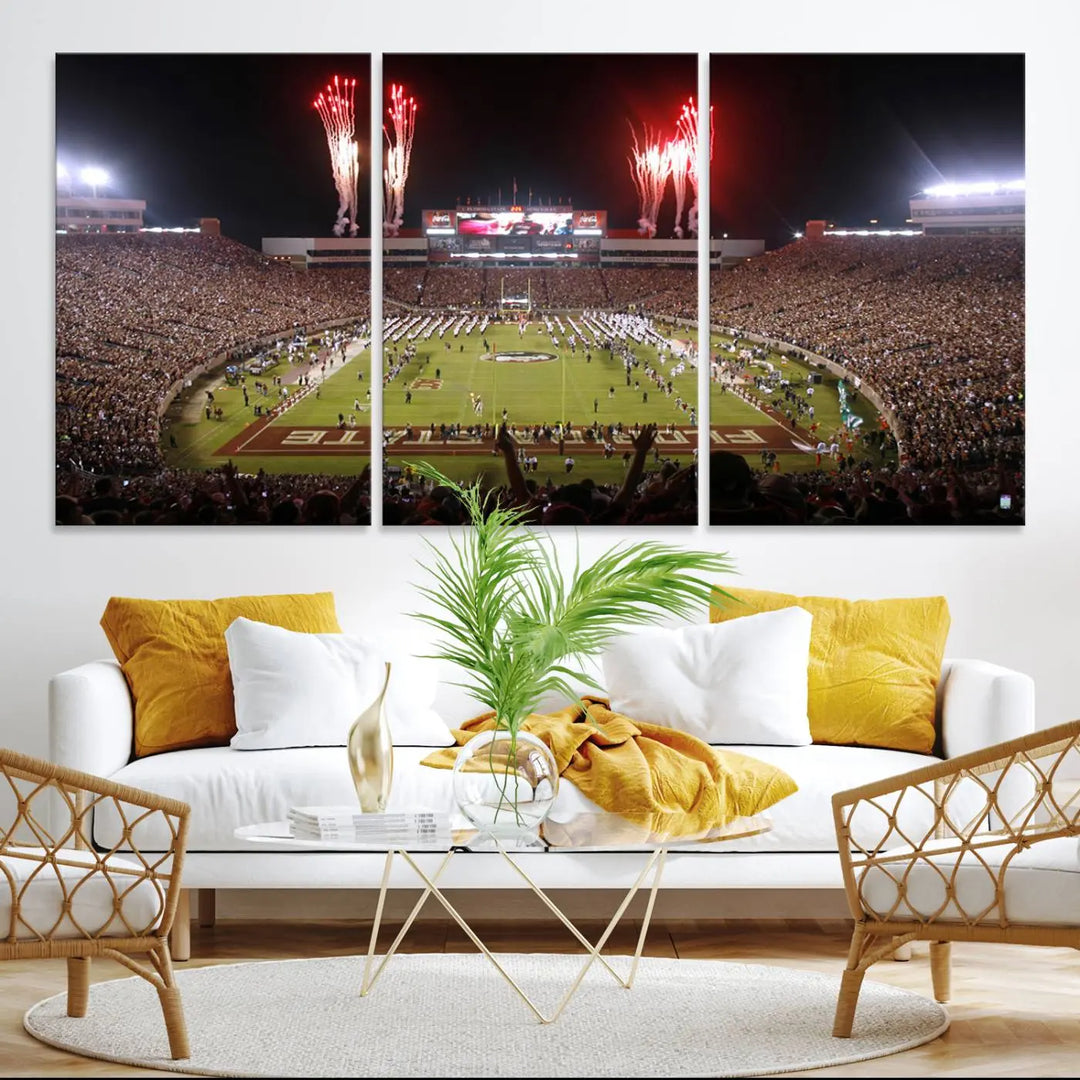 Florida State Seminoles Football Team Print - Tallahassee Doak Campbell Stadium Wall Art Canvas Print