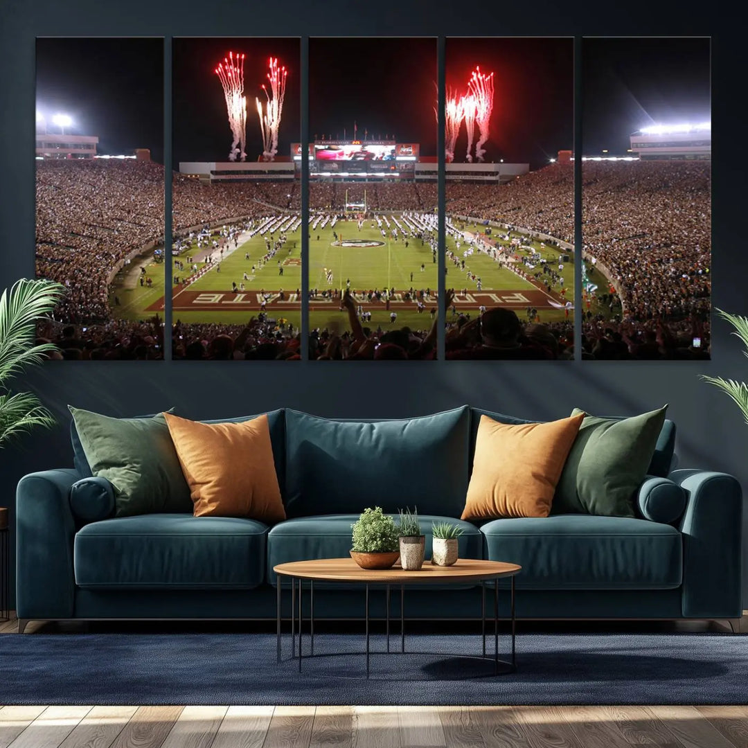 Florida State Seminoles Football Team Print - Tallahassee Doak Campbell Stadium Wall Art Canvas Print