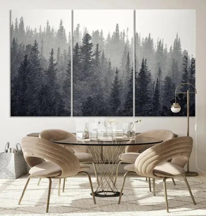 Foggy Forest Canvas Wall Art Framed Landscape Print Relaxing Wall Decor