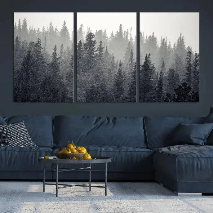 Foggy Forest Canvas Wall Art Framed Landscape Print Relaxing Wall Decor