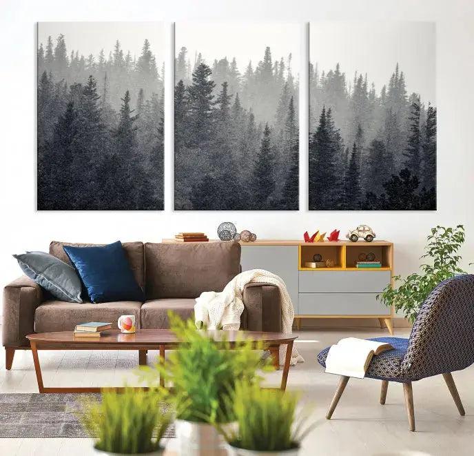 Foggy Forest Canvas Wall Art Framed Landscape Print Relaxing Wall Decor