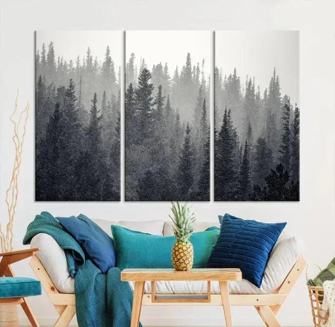 Foggy Forest Canvas Wall Art Framed Landscape Print Relaxing Wall Decor