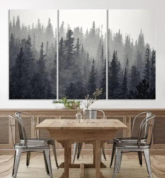 Foggy Forest Canvas Wall Art Framed Landscape Print Relaxing Wall Decor