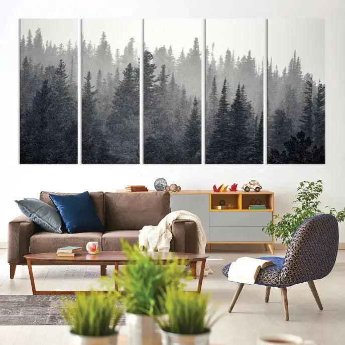 Foggy Forest Canvas Wall Art Framed Landscape Print Relaxing Wall Decor