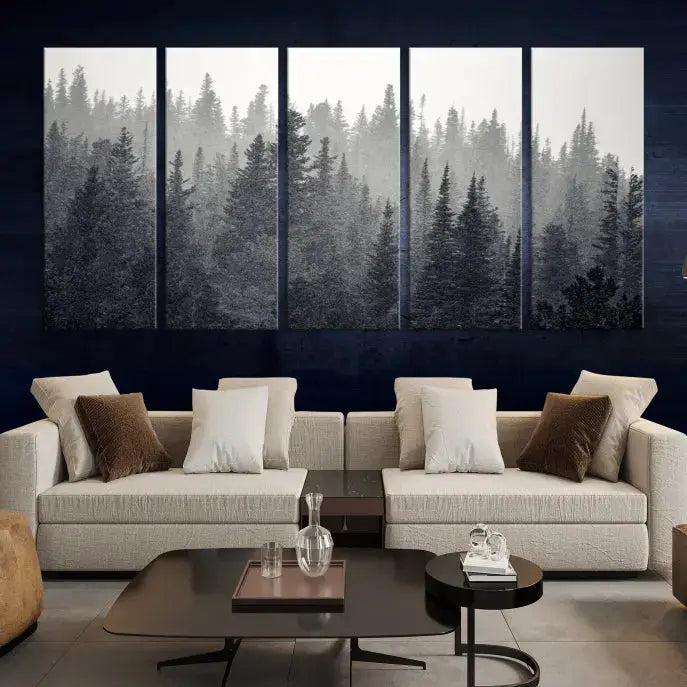 Foggy Forest Canvas Wall Art Framed Landscape Print Relaxing Wall Decor