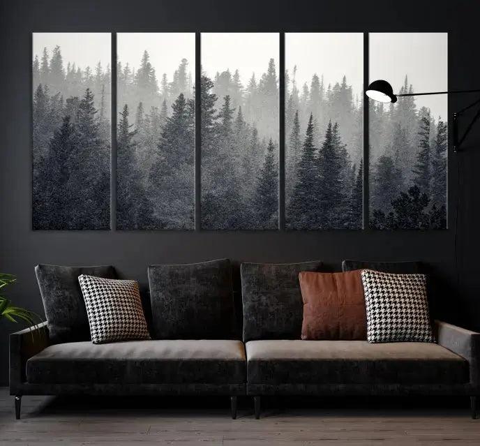 Foggy Forest Canvas Wall Art Framed Landscape Print Relaxing Wall Decor