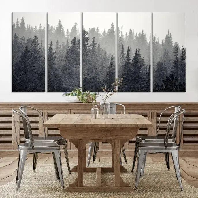 Foggy Forest Canvas Wall Art Framed Landscape Print Relaxing Wall Decor