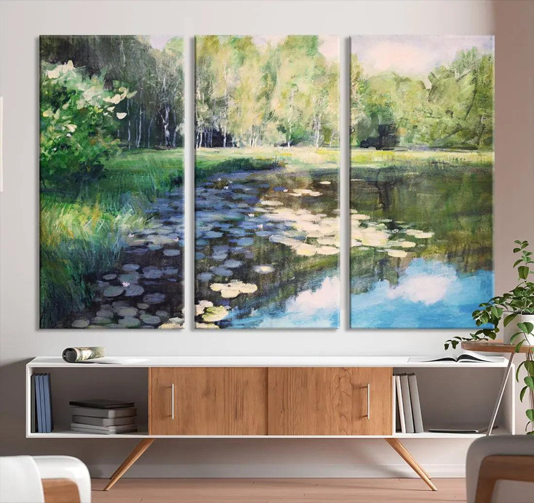 Forest Pond River Lake Extra Large Wall Art Canvas Print