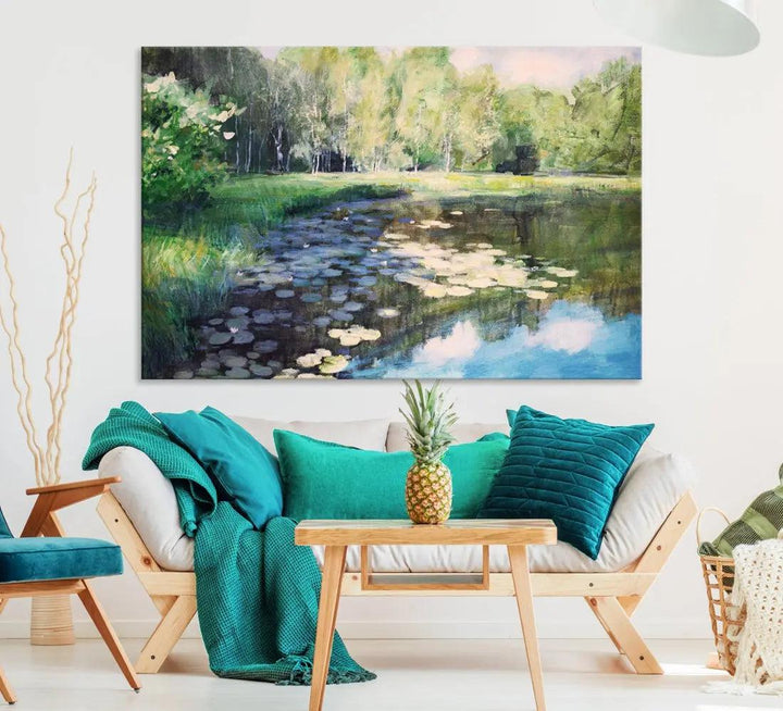 Forest Pond River Lake Extra Large Wall Art Canvas Print