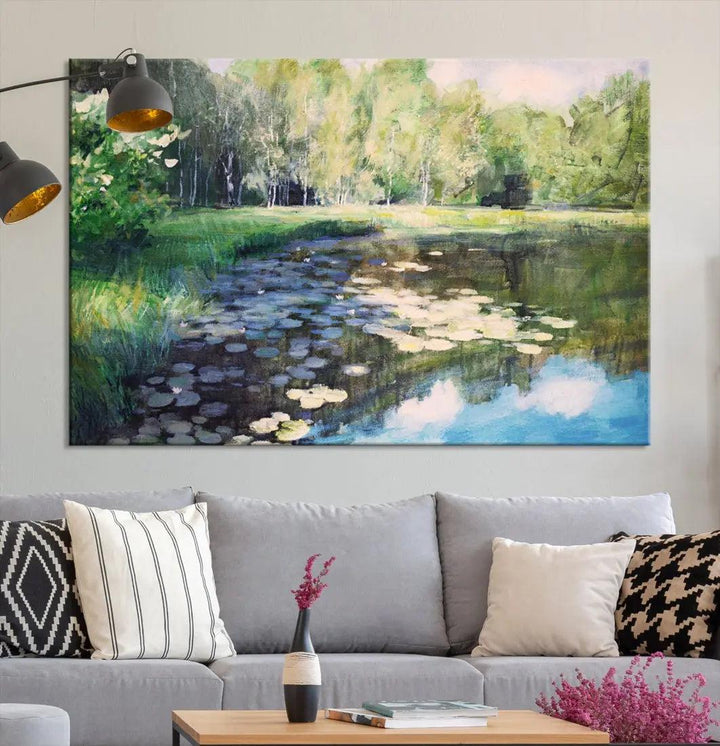 Forest Pond River Lake Extra Large Wall Art Canvas Print