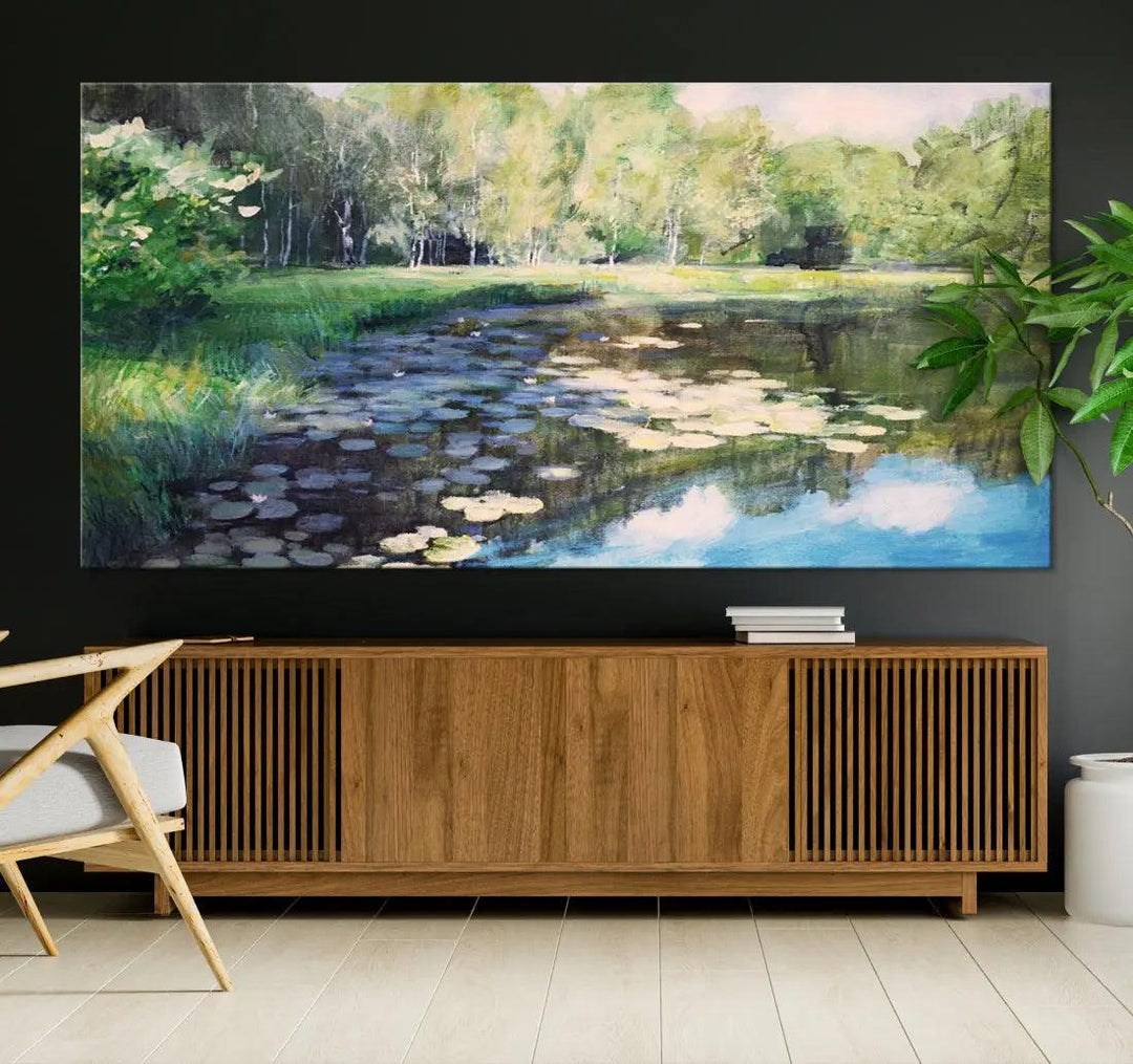 Forest Pond River Lake Extra Large Wall Art Canvas Print