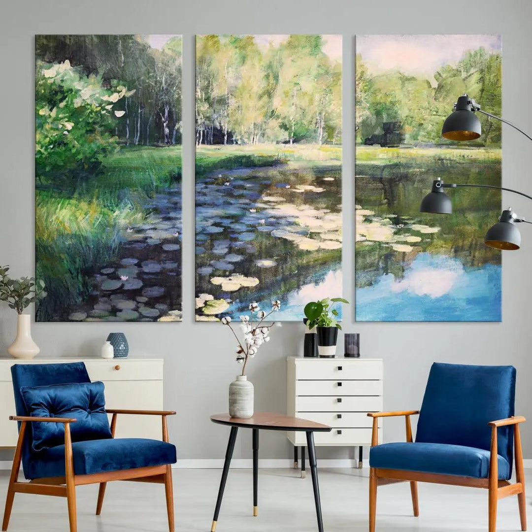 Forest Pond River Lake Extra Large Wall Art Canvas Print