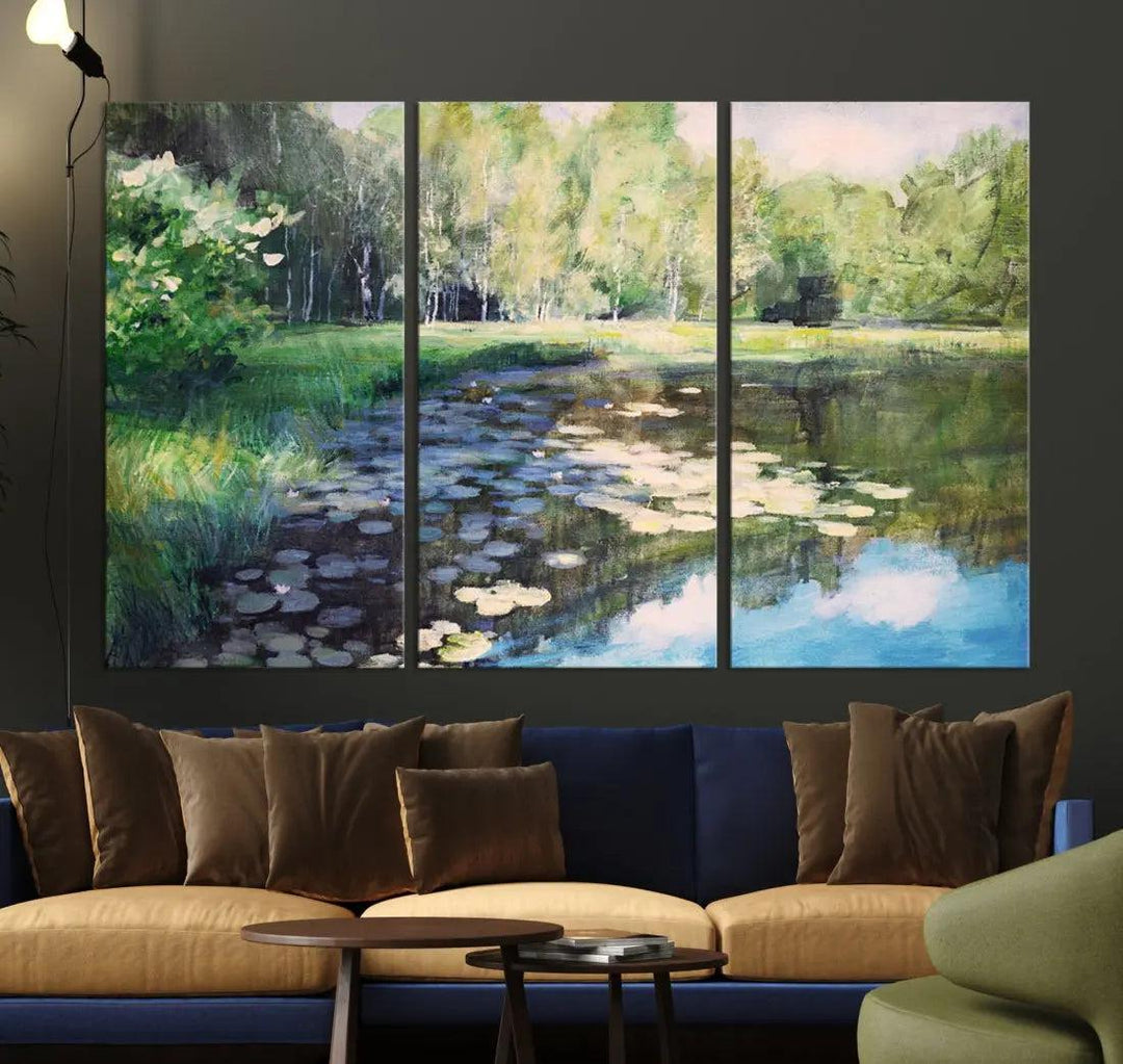 Forest Pond River Lake Extra Large Wall Art Canvas Print