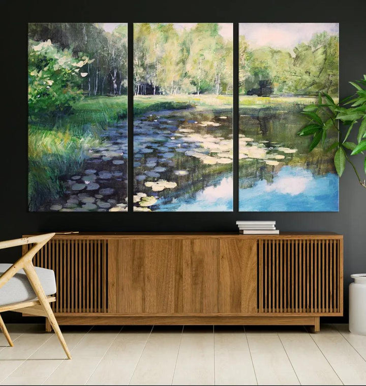 Forest Pond River Lake Extra Large Wall Art Canvas Print