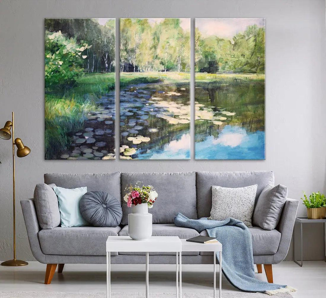 Forest Pond River Lake Extra Large Wall Art Canvas Print