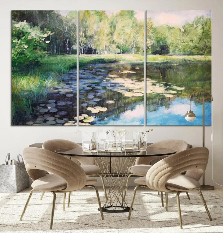 Forest Pond River Lake Extra Large Wall Art Canvas Print