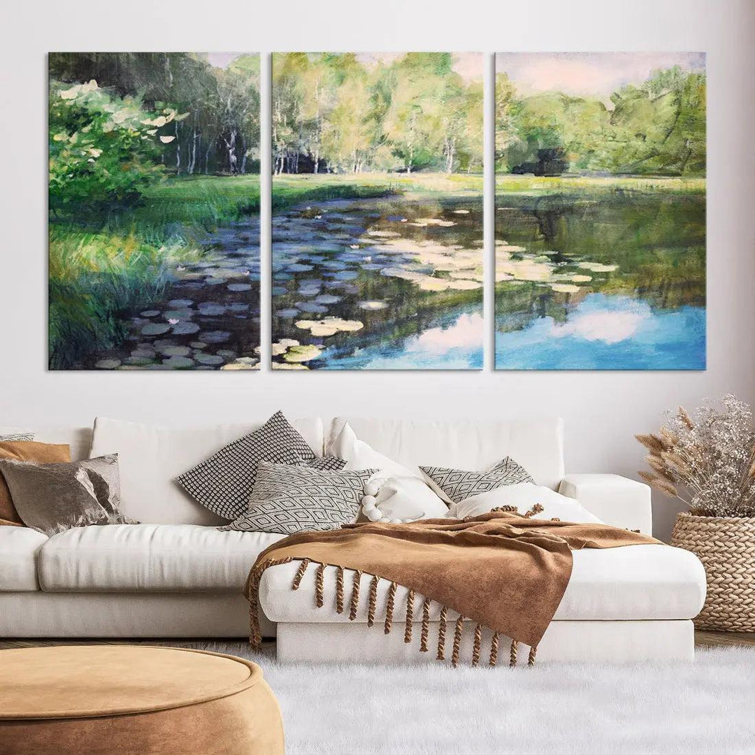 Forest Pond River Lake Extra Large Wall Art Canvas Print