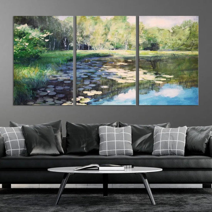 Forest Pond River Lake Extra Large Wall Art Canvas Print