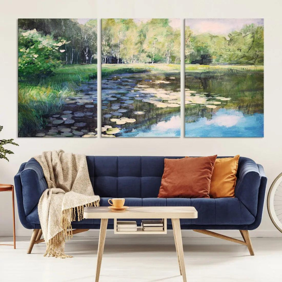 Forest Pond River Lake Extra Large Wall Art Canvas Print