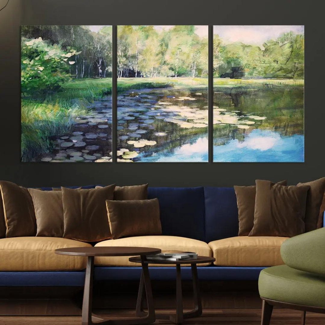 Forest Pond River Lake Extra Large Wall Art Canvas Print