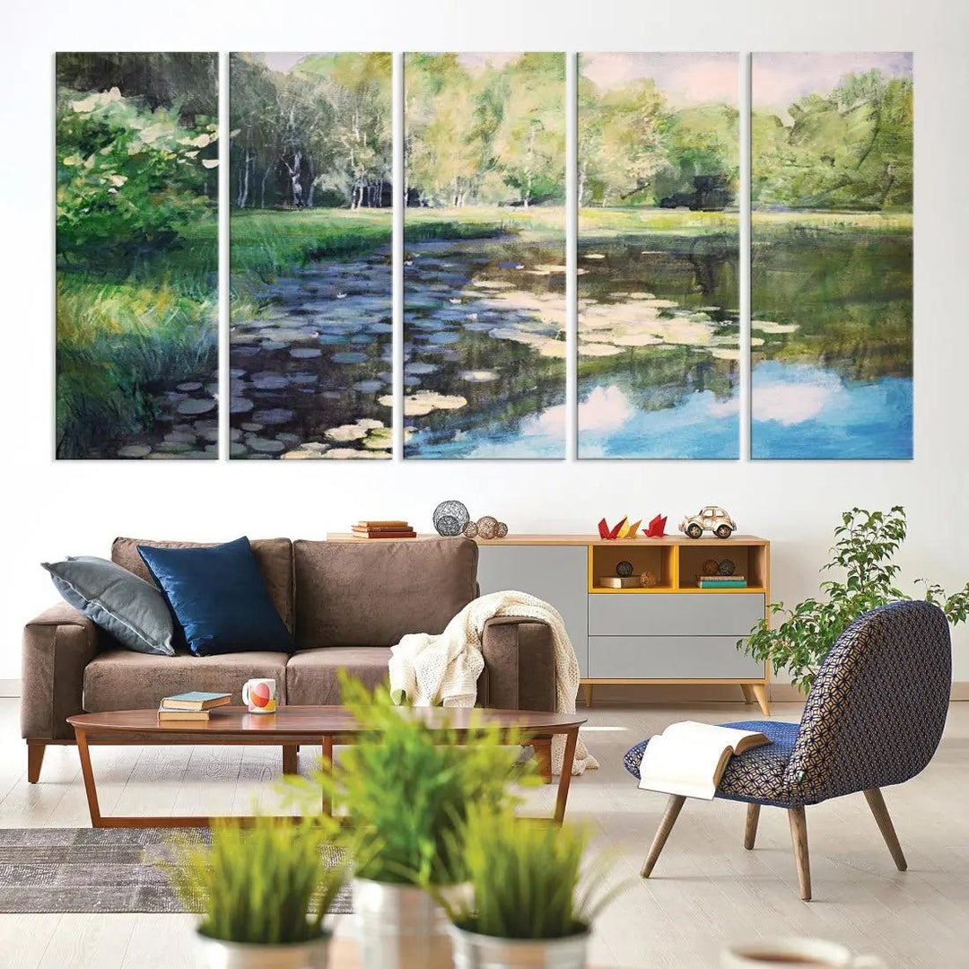 Forest Pond River Lake Extra Large Wall Art Canvas Print