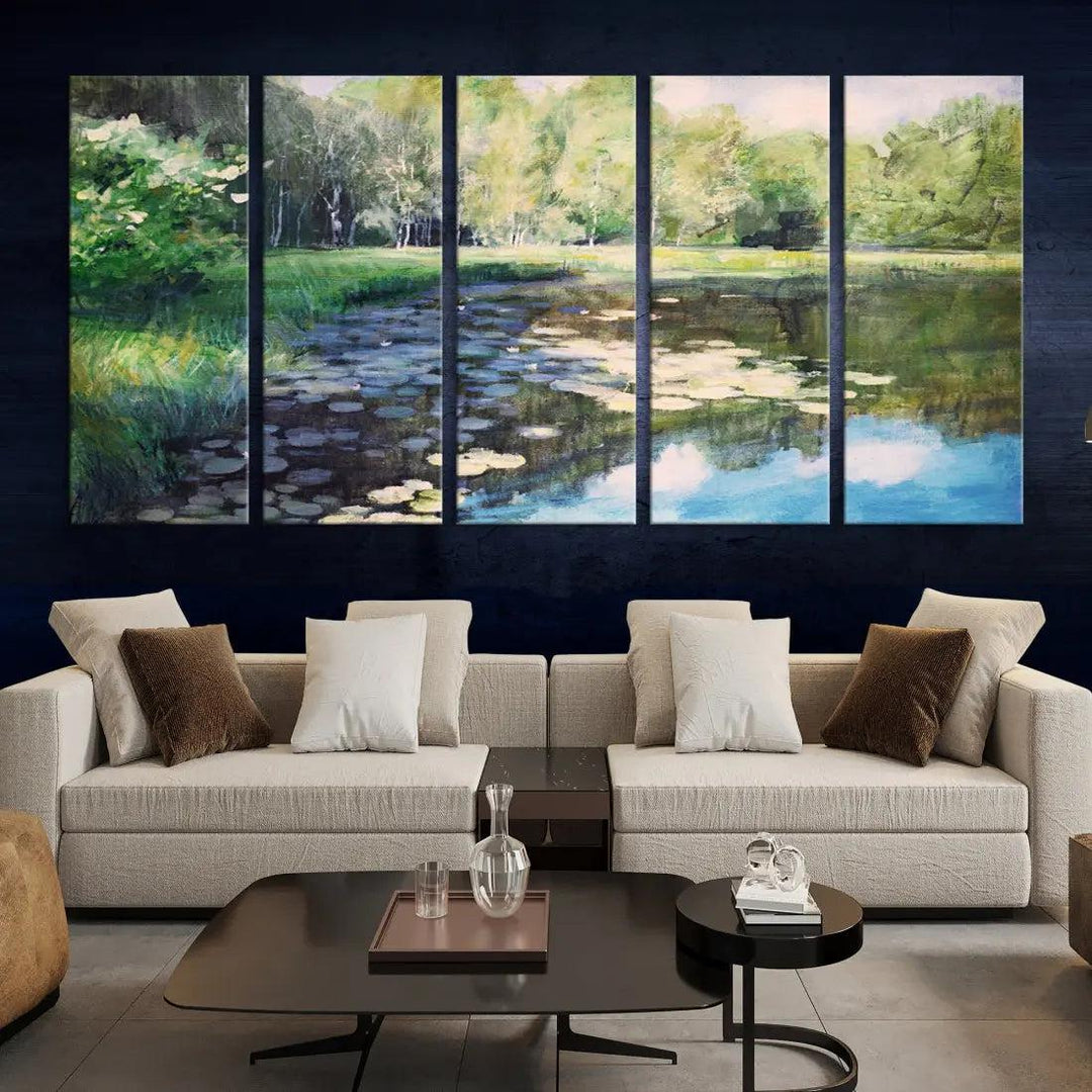 Forest Pond River Lake Extra Large Wall Art Canvas Print