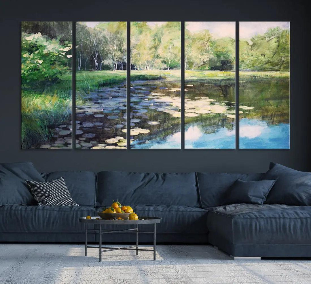 Forest Pond River Lake Extra Large Wall Art Canvas Print