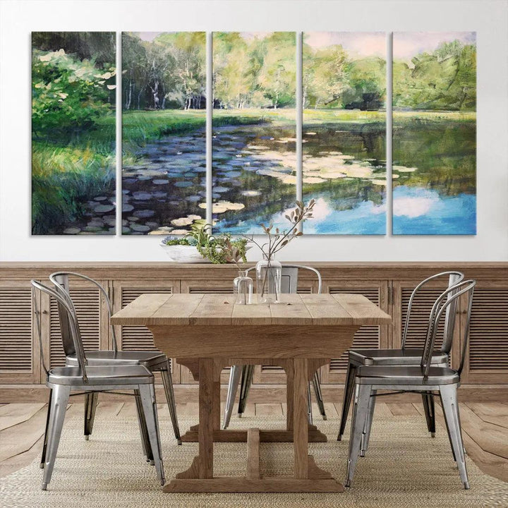 Forest Pond River Lake Extra Large Wall Art Canvas Print