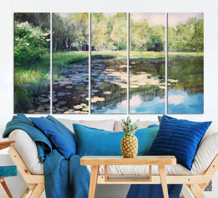 Forest Pond River Lake Extra Large Wall Art Canvas Print