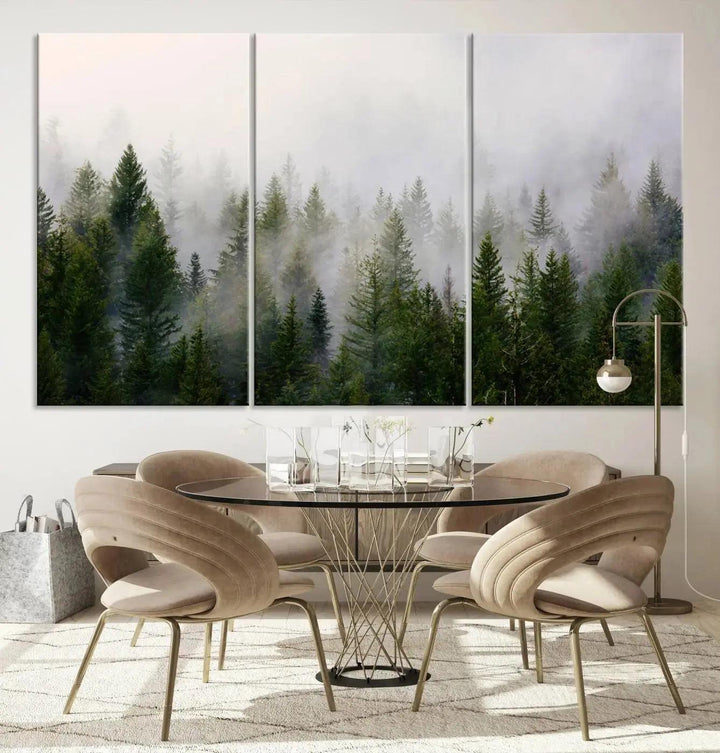 Forest Print, Set of Print, Foggy Nature Poster Forest Piece Set Nordic Photography Misty Forest Photo Foggy