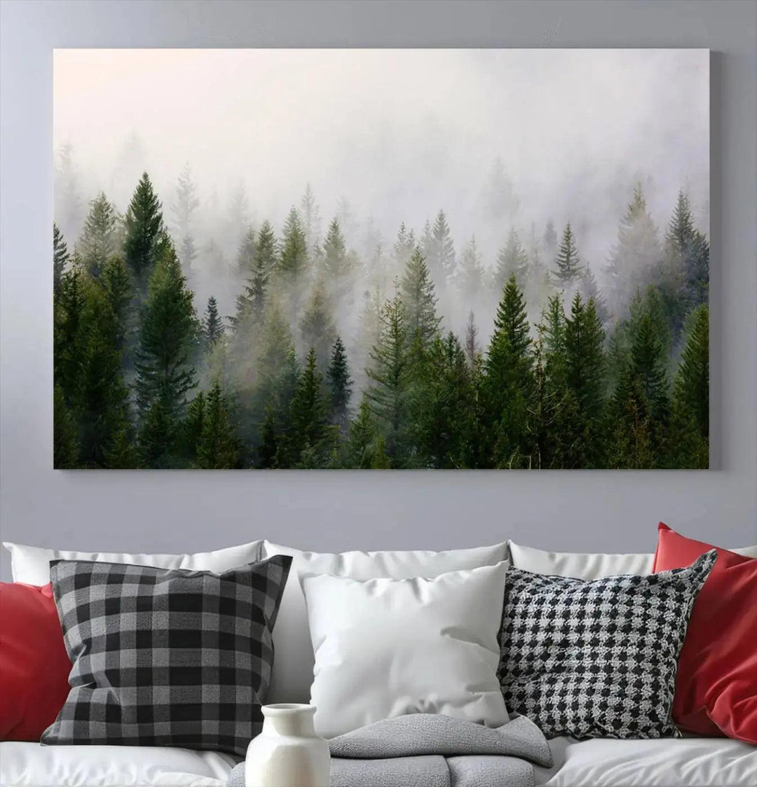 Forest Print, Set of Print, Foggy Nature Poster Forest Piece Set Nordic Photography Misty Forest Photo Foggy