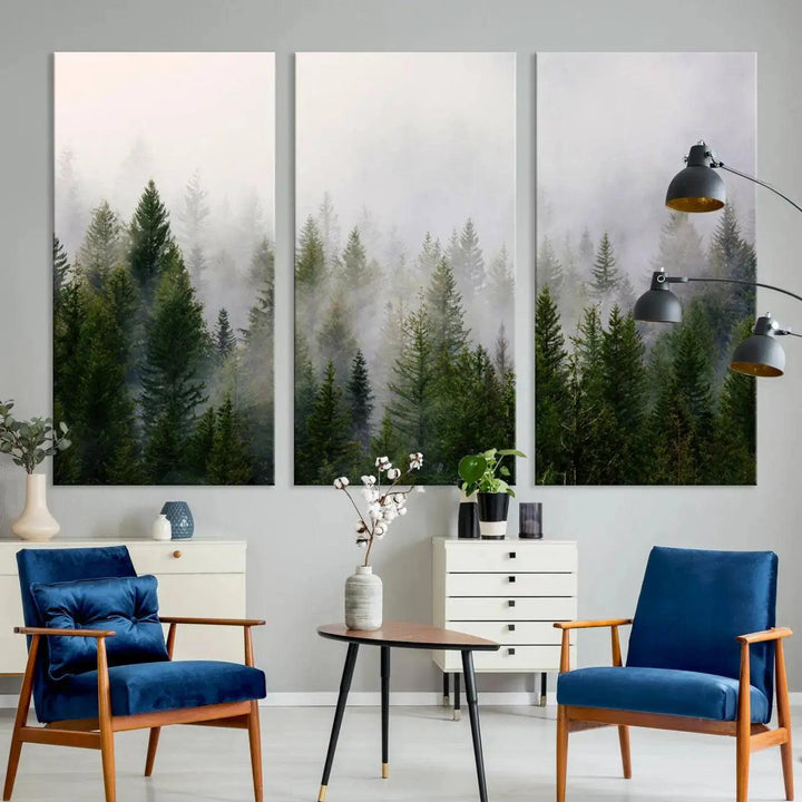 Forest Print, Set of Print, Foggy Nature Poster Forest Piece Set Nordic Photography Misty Forest Photo Foggy